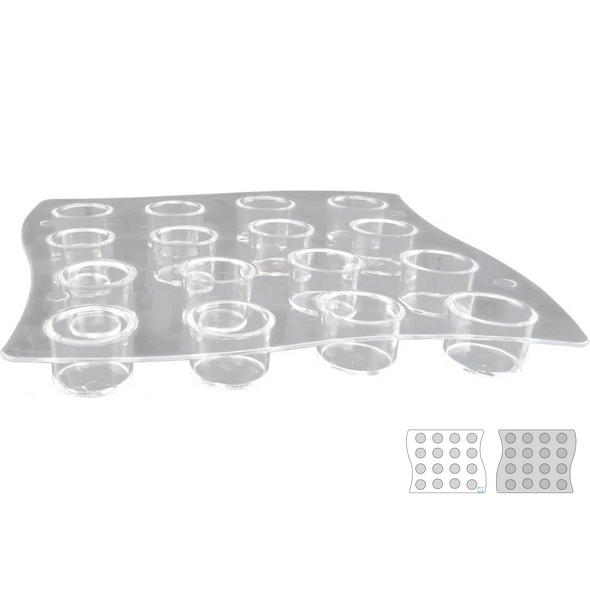 Soporte transparente para degustación con 16 tubos de PS